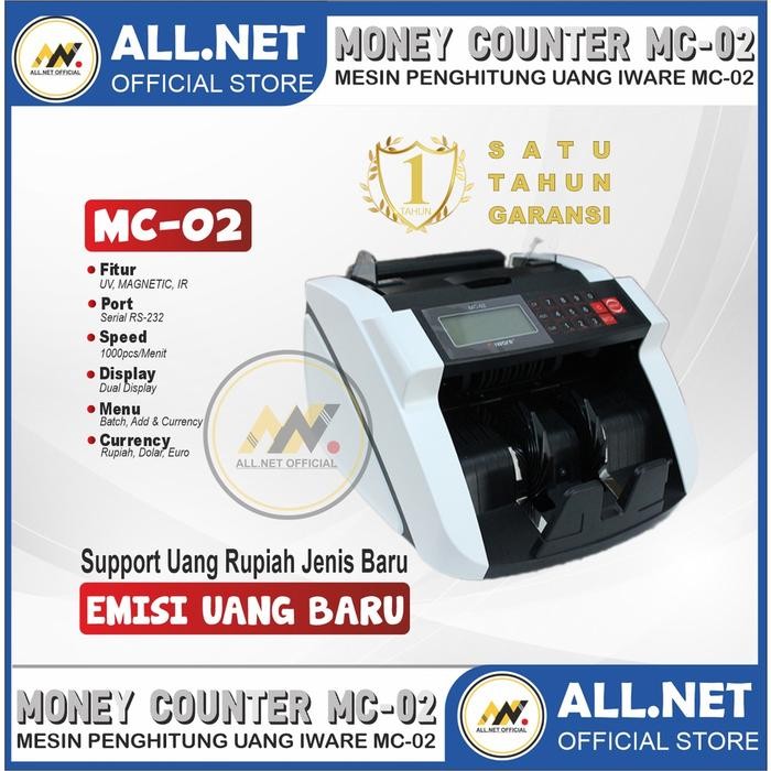 

Mesin Penghitung Uang Money Counter Iware MC02 UV Magnetic MG MC-02 Money Bill Counter MC 02 Free