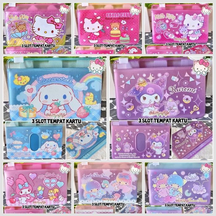

Tempat Kartu ID Card Holder 3 Slots Zip Sanrio Original Hello Kitty My Melody Kuromi Little Twin
