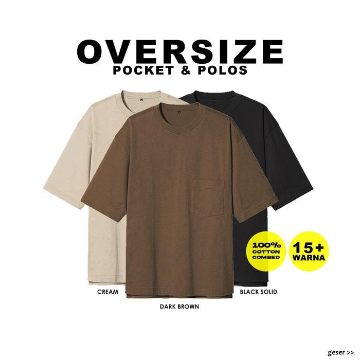 NEW Kaos Polos Oversize Pria Pocket Kaos Oversize Pria Polos Pocket