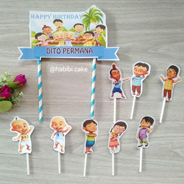 topper kue Upin Ipin / hiasan kue upin ipin / cake topper upin & ipin