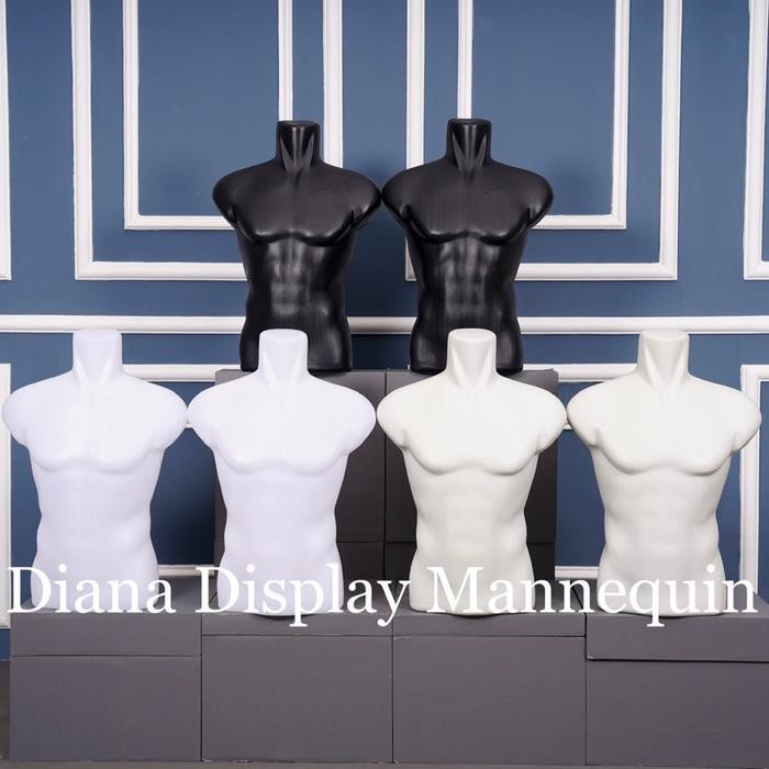 Manekin Badan Otot Pria Dewasa Plastik Bening Butek Atau Hitam - Patung Baju Pria Dewasa Berotot -