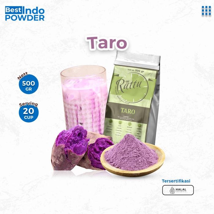 

BUBUK TARO RATTU BEVERAGE 500gr / POWDER TARO / BUBUK MINUMAN