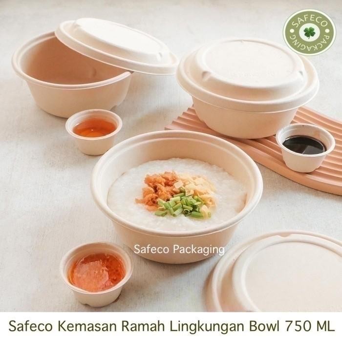 Bagasse Safeco Bowl 750 ML Brown Kraft Paper Bowl Mangkok Kertas Kraft