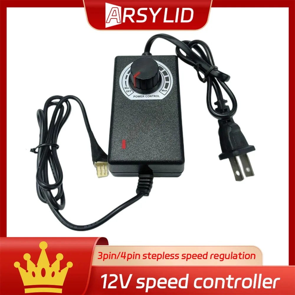 Computer CPU Fan Speed Controller Control Transformer 2A 4p 100V 220v To DC 3V-12V External Power Su