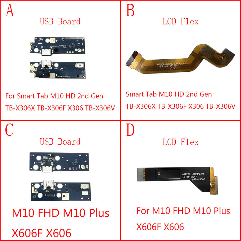 USB Charger Charging Port Dock Board Mic For Lenovo M10 HD 2nd TB-X306X X303F X606F X606 M10 Plus LC