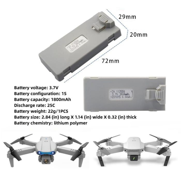 Baterai Cadangan 1800mah Baterai Battery Batre Drone E88 Pro E99