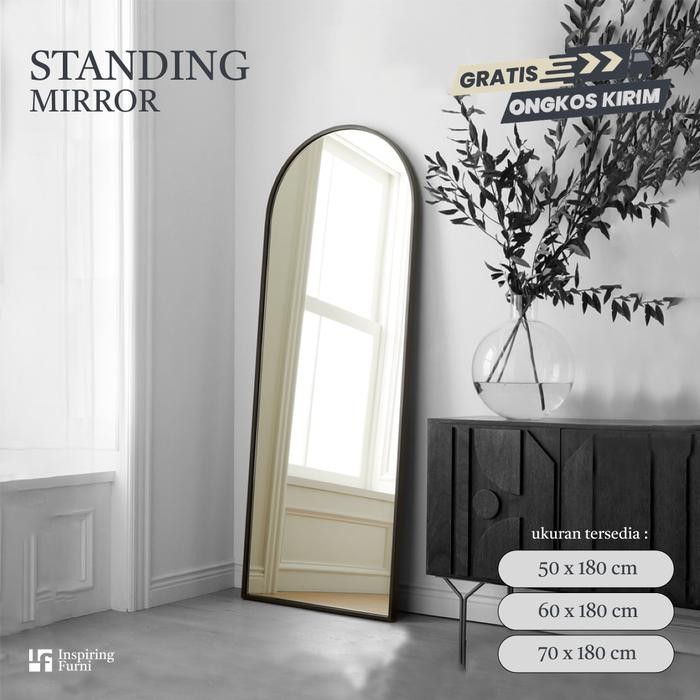 Standing mirror kubah, standing arch mirror, standing mirror kubah kayu jati