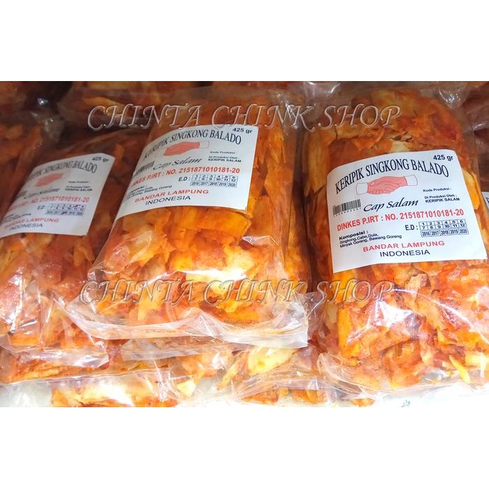 

Sedia Keripik Singkong Balado Cap SALAM Asli Lampung Kemasan 425g