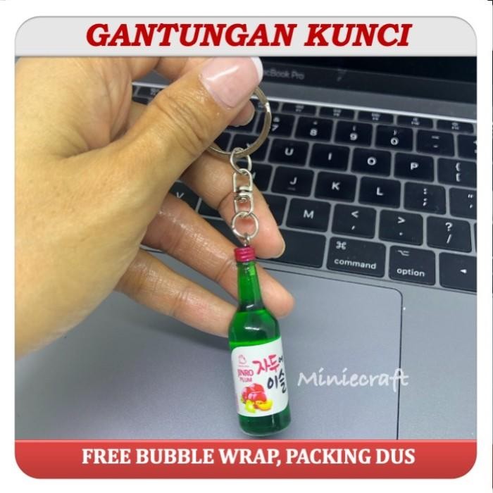 Ganci - Gantungan Kunci Miniatur Souvenir Botol Soju Minuman Korea -