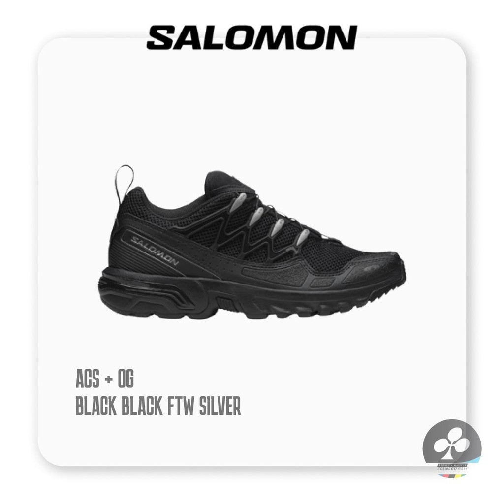 Sepatu SALOMON ACS + Og BLACK/BLACK/FTW SILVER - Sepatu Lari Trail Outdoor Premium Original