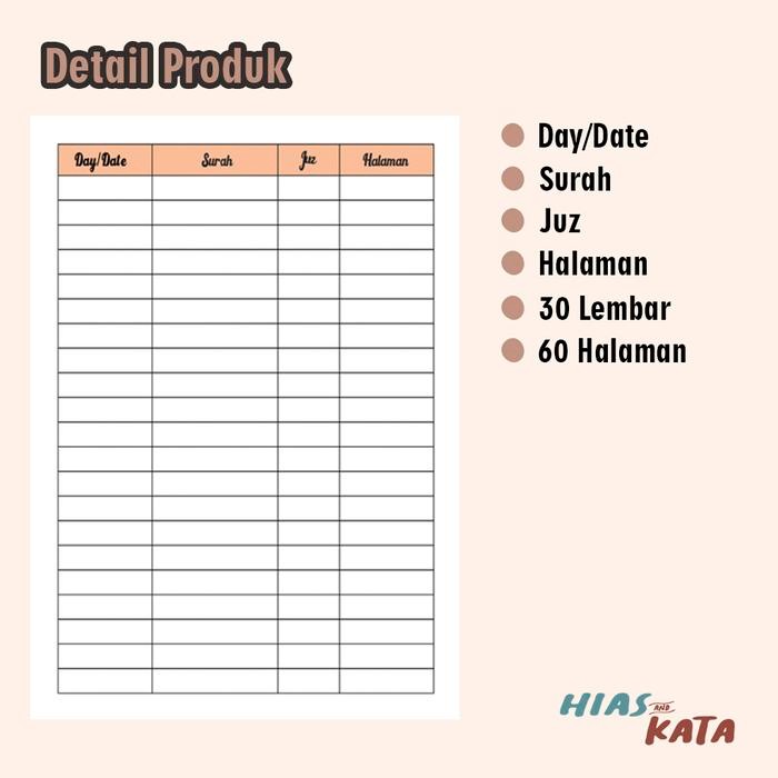 

Buku Catatan Murojaah Harian Hafalan Alquran A5 Spiral