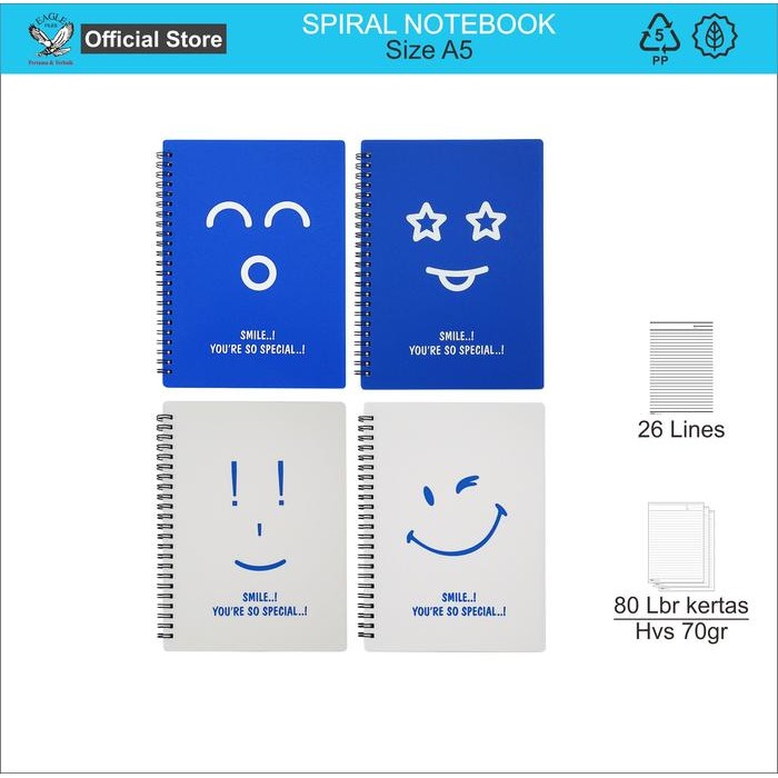 

TOMEX Buku Tulis Spiral Notebook Spiral Notes Motif Smile A5