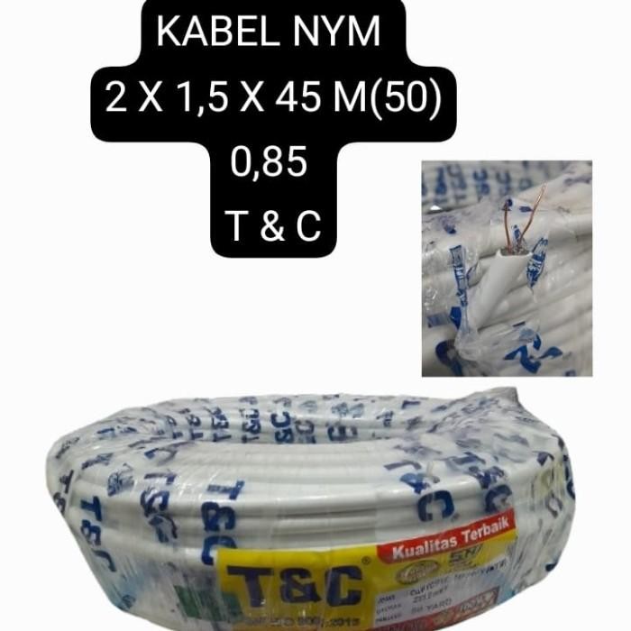 T&C KABEL TEMBAGA 2X1,5 50Y SNI KABEL NYM KAWAT SNI STANDAR KABEL LISTRIK CABLE PLN TEMBAGA MURNI