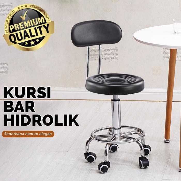 Kursi Barstool Bulat Sandaran Premium Kursi Bar Hidrolik Dapat Disesuaikan Bahan Besi Dudukan Busa