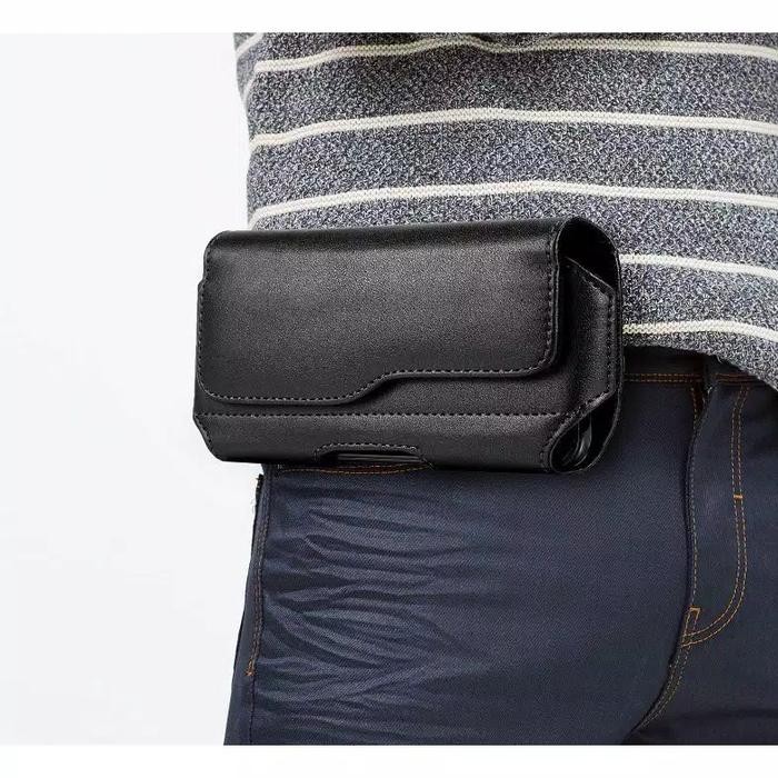 sarung hp pinggang kulit model horizontal/rebah 1 slot