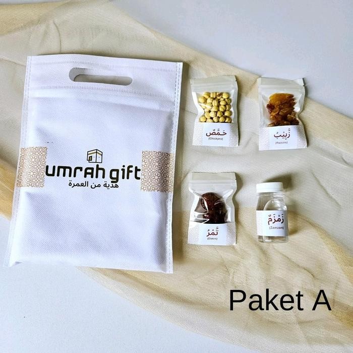 

Paket isi 50 -Souvenir Tas Paket Oleh Oleh Haji Umroh Snack Sajadah Tasbih