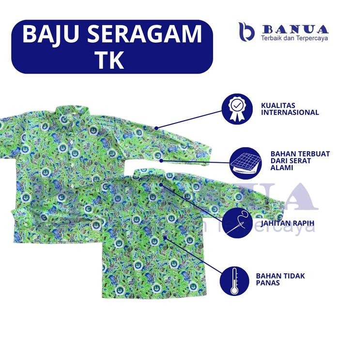 (Expert) Baju Seragam TK Seragam Batik TK Baju Batik Biru Motif Fashion Kemeja