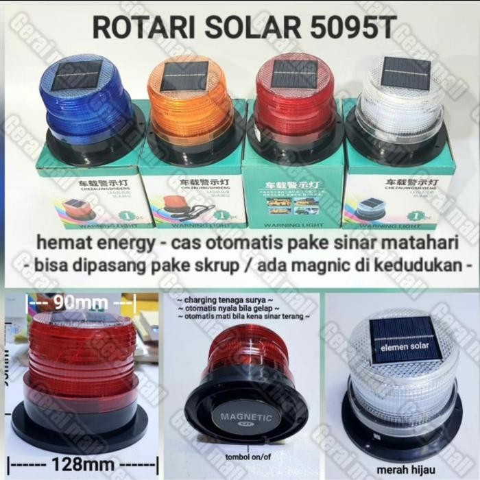 Lampu Rotary Warning Light Solar Panel Tenaga Surya Lampu Rotari Mini