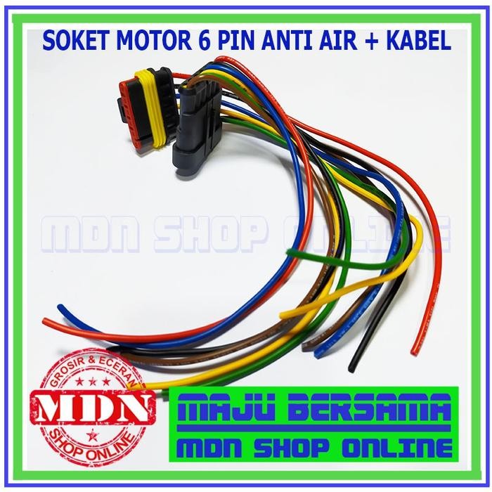 KABEL SOKET MOTOR 6 PIN ANTI AIR KUALITAS BAGUS