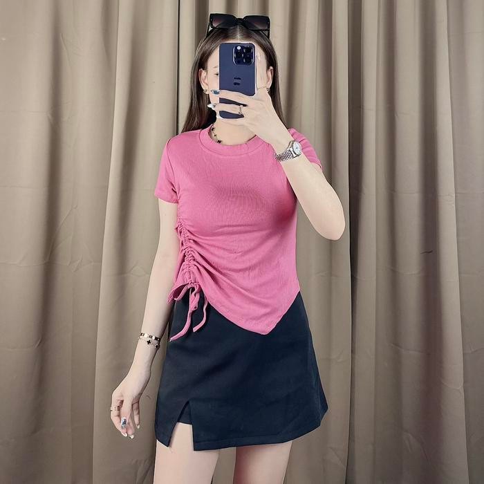 (Expert) Scrunch rib top atasan rib kerut