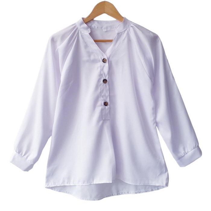 (Expert) LVL - Atasan New Blouse Kemeja Wanita Baju Fashion Blus Model BAru Cewek Marshanda Kancing