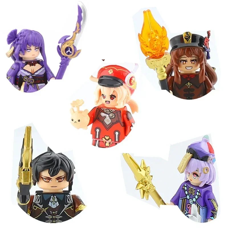 Genshin Impact Game Genshin Klee Hu Tao Raiden Shogun Zhongli Qiqi Building Blocks Toys Mini