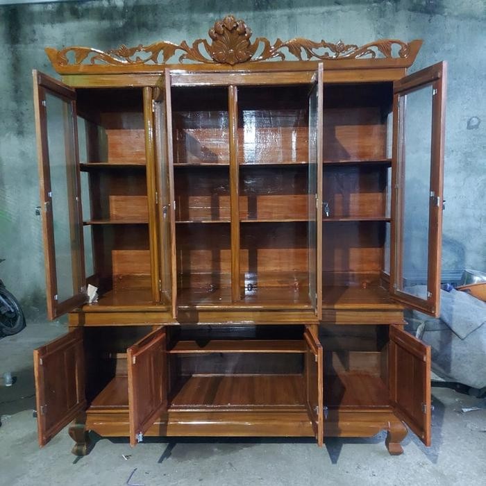Lemari Jati Pajangan, Bufet Jati Kaca, Bufet Pajangan Jati