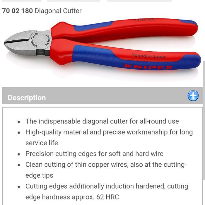 Tang Potong 70 02 180 Knipex Diagonal Cutter