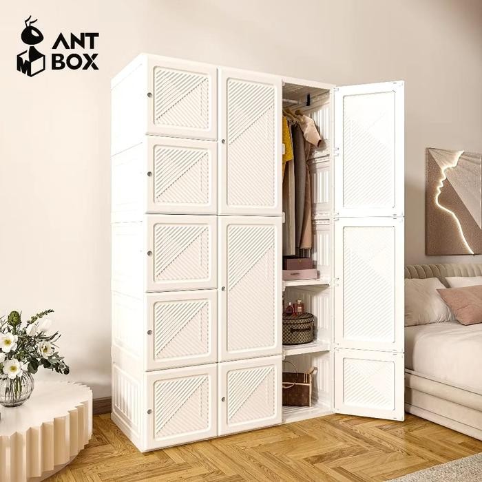 ANTBOX Lemari Pakaian Putih Susun Plastik Minimalis Lemari Baju