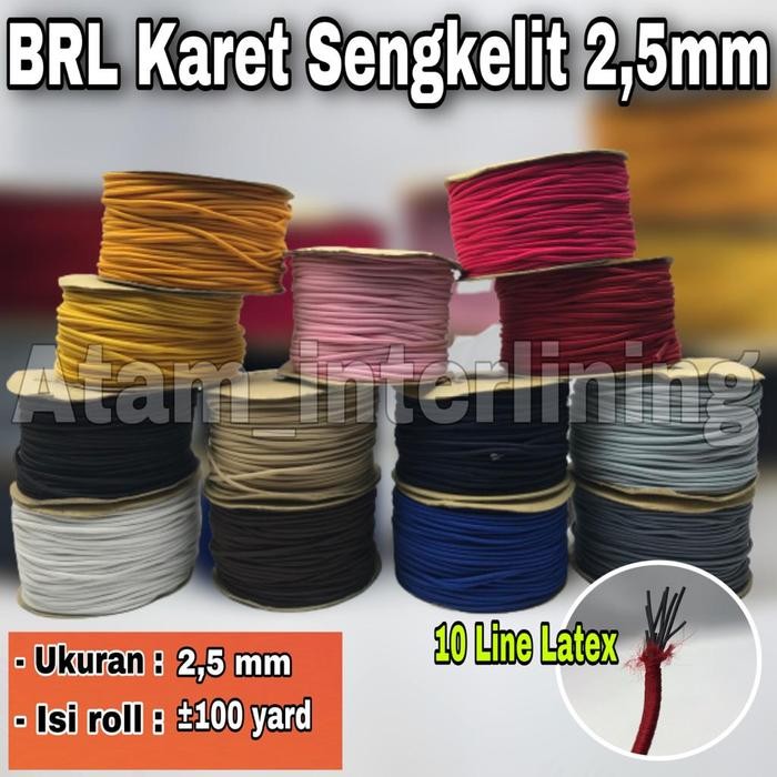 TERLARIS BRL 2,5mm Tali Karet String Sengkelit Tali Karet Kancing kebaya