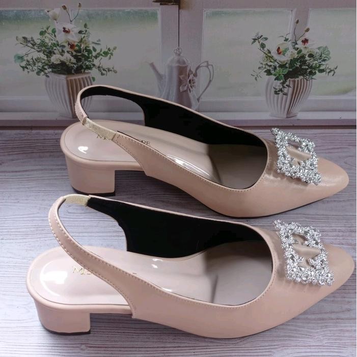 Sepatu Wanita Sandal Wanita Big Sz Jumbo 45 41-37 Hak 5Cm Kuat Tali Belakang Karet -Gratisongkir