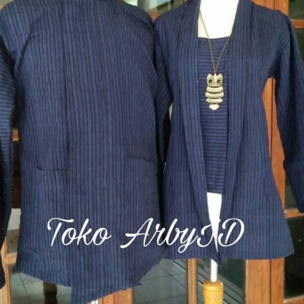 TERBARU Surjan lurik pria dan kebaya lurik wanita motif lurik biru