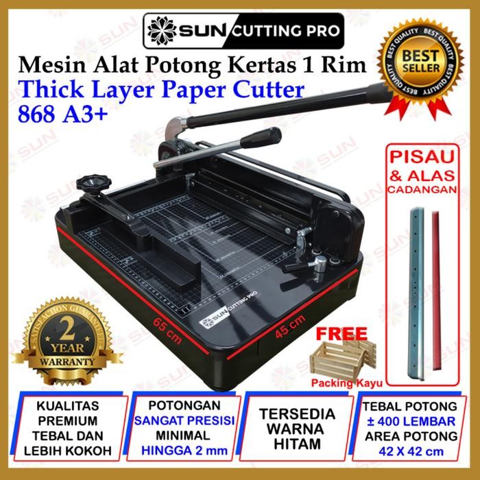 

AT Mesin Pemotong Kertas 1 rim A3 868 - Thick Layer Paper Cutter 868 A3 Kualitas Super Premium