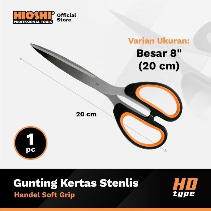 

AT HIOSHI/HGS001B/Gunting Kertas/BESAR/Serbaguna/Scissors/Stenlis 304/SOFT GRIP/ 8 Inch/20cm - HD