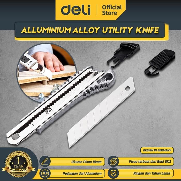 

AT Deli tools Utility Knife / Cutter Pisau Kayu Aluminium 18mm SK2 EDL4255