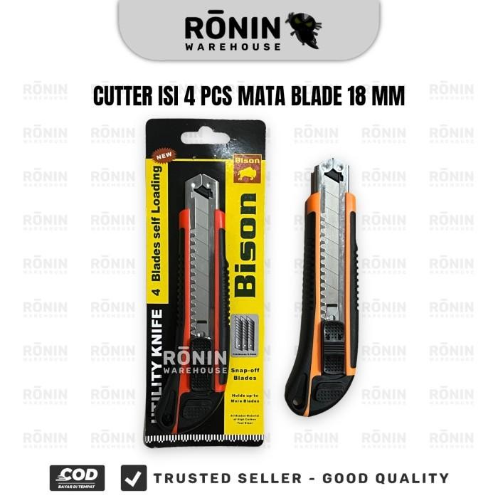 

AT BISON Pisau Cutter Besar Isi 4pcs Mata Blade 18mm