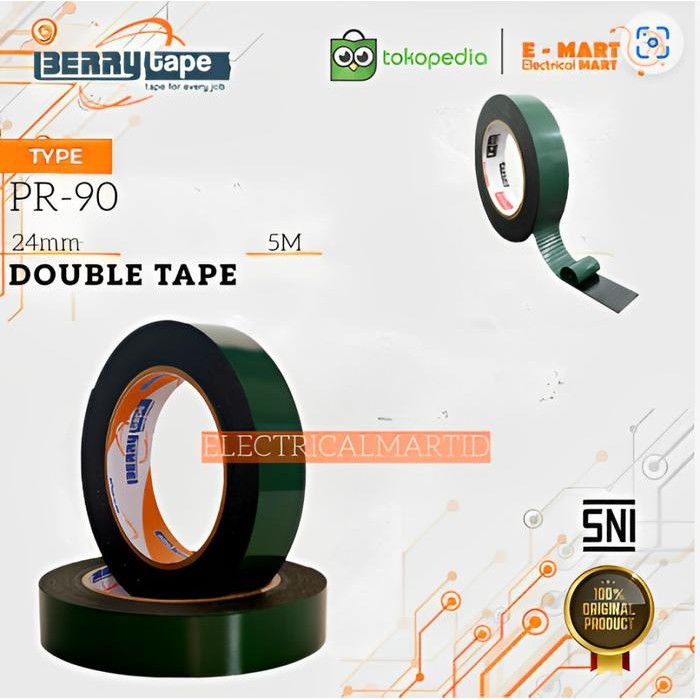 

AT BERRY Double Tape Spon 24mm PR-90 Isolasi Bolak Balik Hijau 5m