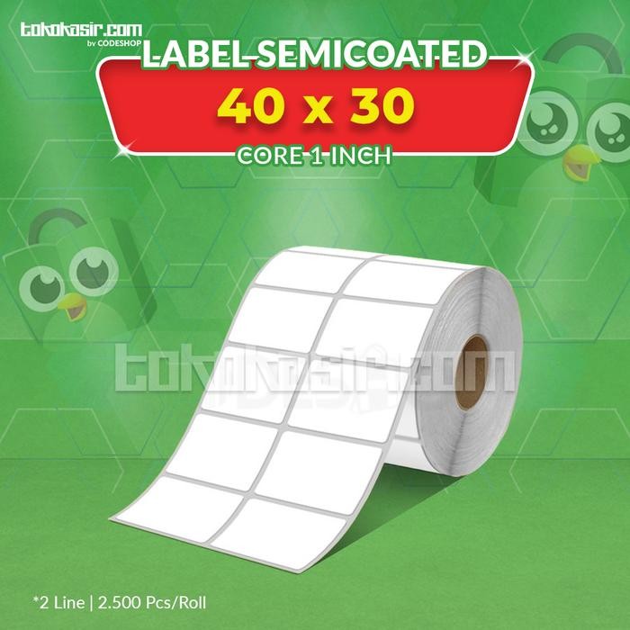 

AT Label Barcode 40 X 30 Semicoated Sticker Label isi 2.500 pcs