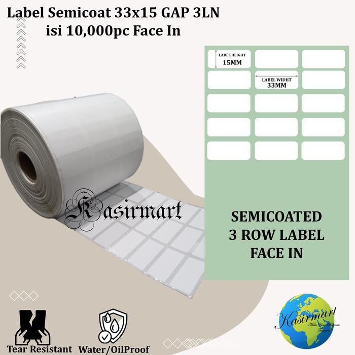

AT Label Semicoat 33x15 GAP isi 10.000 Stiker Harga Barang Nama Barang Semicoated 3.3cm x 1.5cm Core