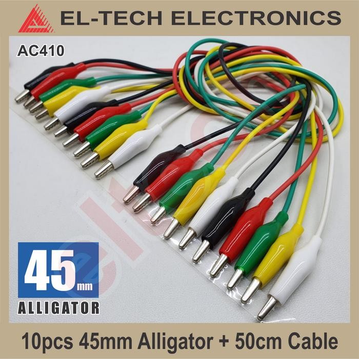 

AT 10pcs 45mm Alligator Clips + 50cm Cable Klip Jepitan Buaya Kabel