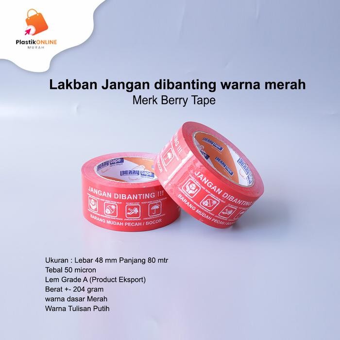 

AT Lakban Jangan dibanting warna merah Isolasi Jangan dibanting