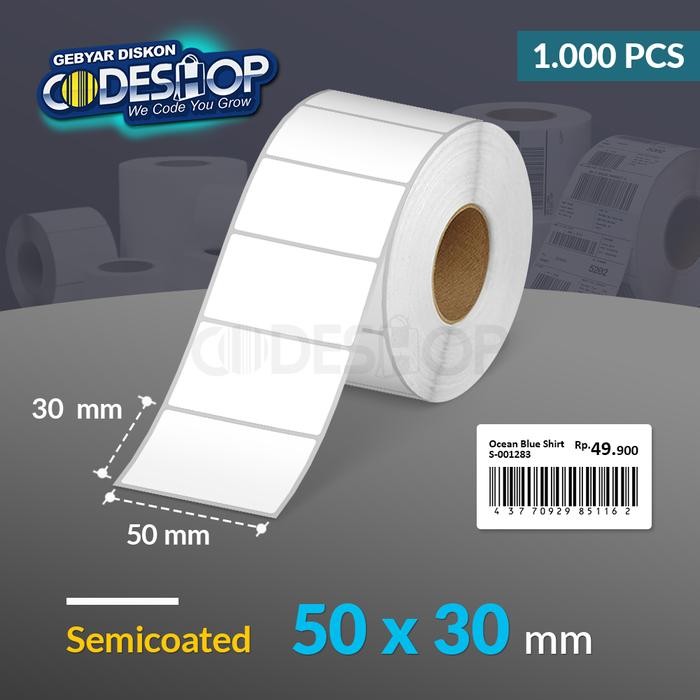 

AT Codeshop Label Semicoated 50 x 30 mm 1 Line Stiker Printer Barcode
