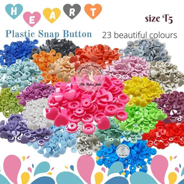 

AT Pastic Snap Button / Kancing Cetet size T5 Heart Shape isi 40 pcs