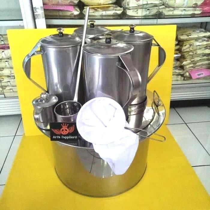 HOT SALE dandang uap thai tea & kopi Set 4 lobang (teko gagang pendek)
