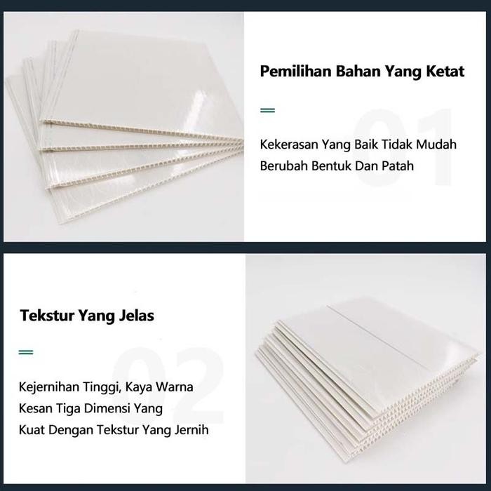 (Expert) Plafon PVC Putih Motif Marmer Glossy (PERLEMBAR ) 4meter 20cm 8mm / Plafon PVC Permeter /