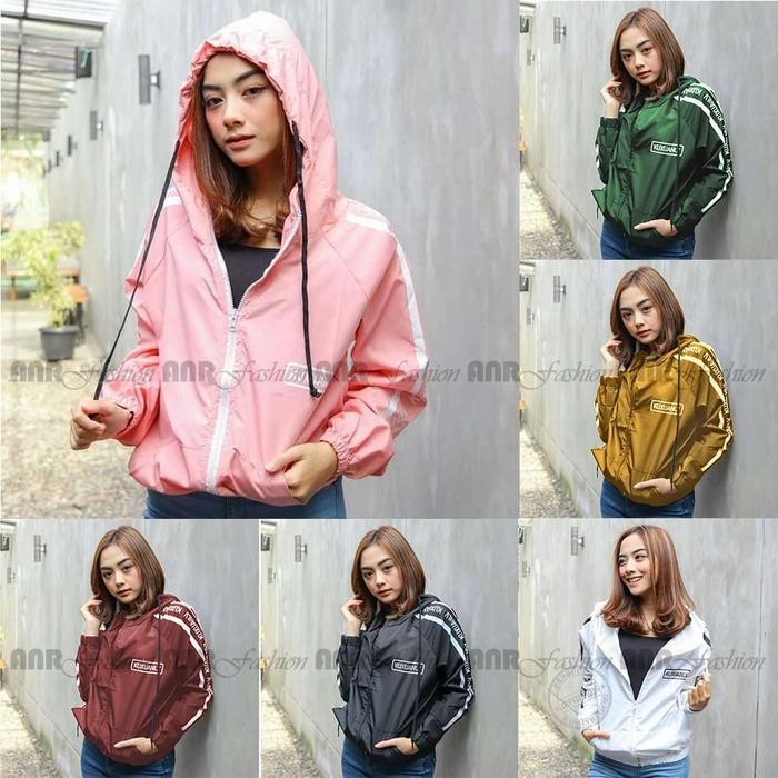 Jaket Kuxu Hoodie Resleting Wanita Jaket Parasut Hoodie Zipper Wanita