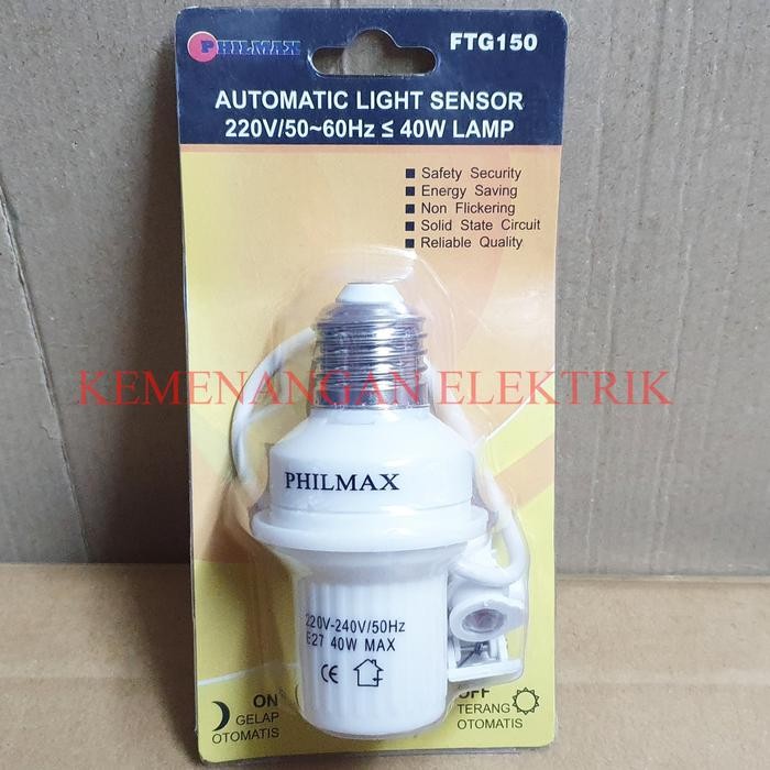 PHILMAX FITTING LAMPU SENSOR CAHAYA OTOMATIS E27 / SENSOR MATAHARI