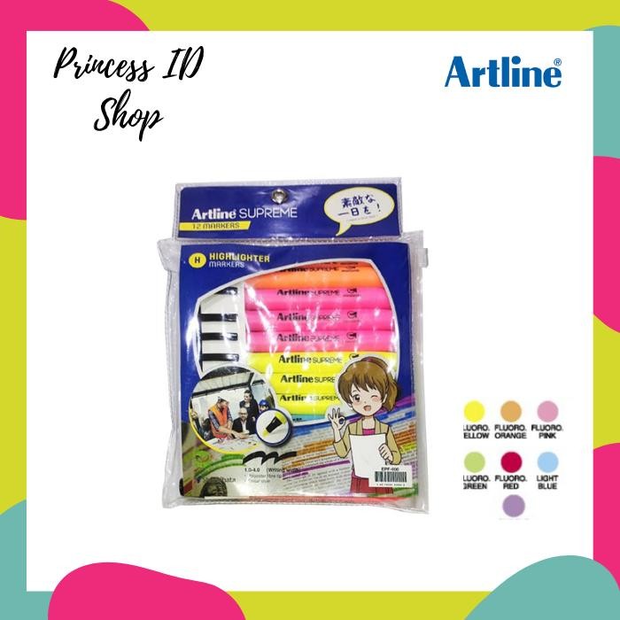 

Artline Supreme Highlighter Set 12 Colours Epf-600/12W