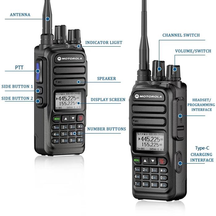 Ht Motorola 370S 15W Asli 20Km Pemasangan Satu Tombol Berkualitas