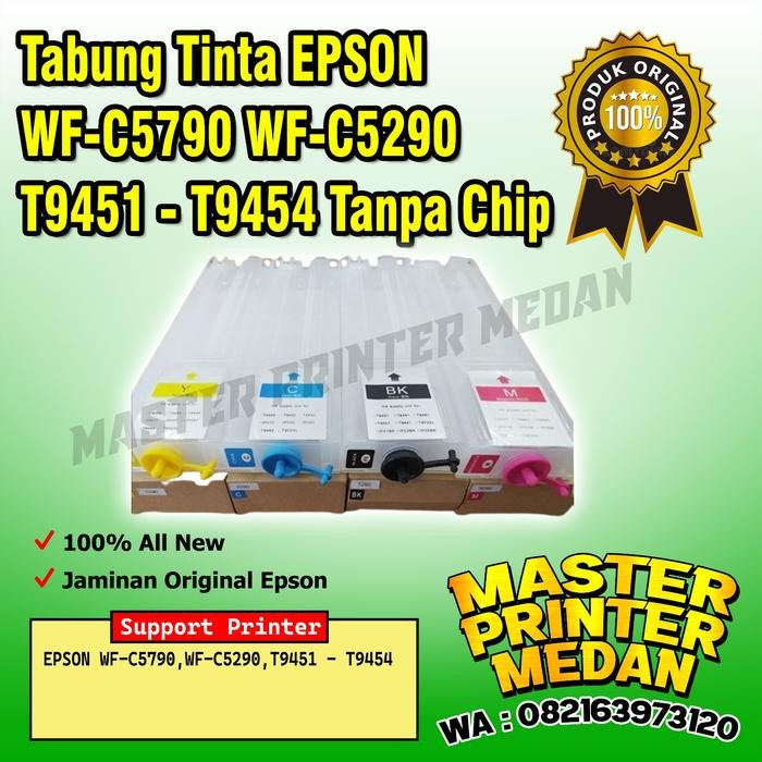 {{{{{{] Tabung EPSON WF-C5790 WF-C5290 T9451 - T9454 CISS Tanpa Chip